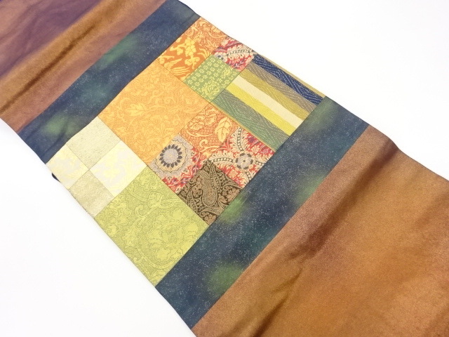 JAPANESE KIMONO / VINTAGE NAGOYA OBI / WOVEN FLOWER ARABESQUE